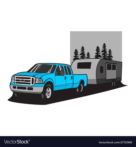 Truck Pulling Camper Royalty Free Vector Image