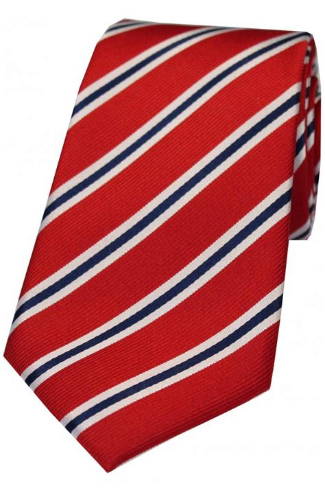 Soprano Red White And Blue Striped Silk Tie