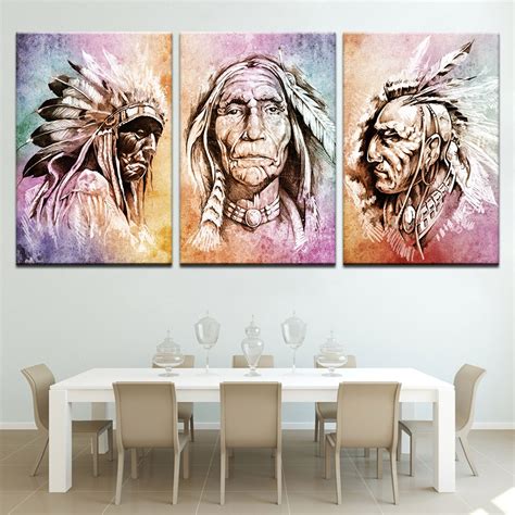 Buy Hd Print 3 Pcs Canvas Wall Art Native