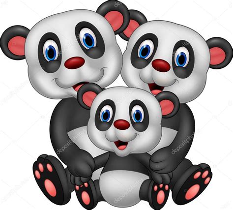 Dibujos Oso Panda Familia De Oso Panda De Dibujos Animados — Vector