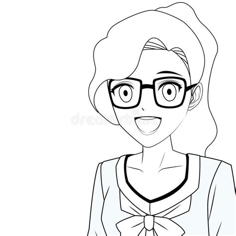 Coloring Page For Anime Girl Glasses Coloring Pages