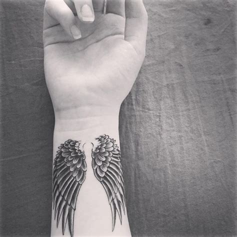 Black And White Photo Wrist Tattoo Angel Tattoos For Men Wings Tattoo