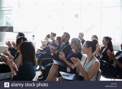 Business People Clapping In Conference Audience Stock Photo Alamy