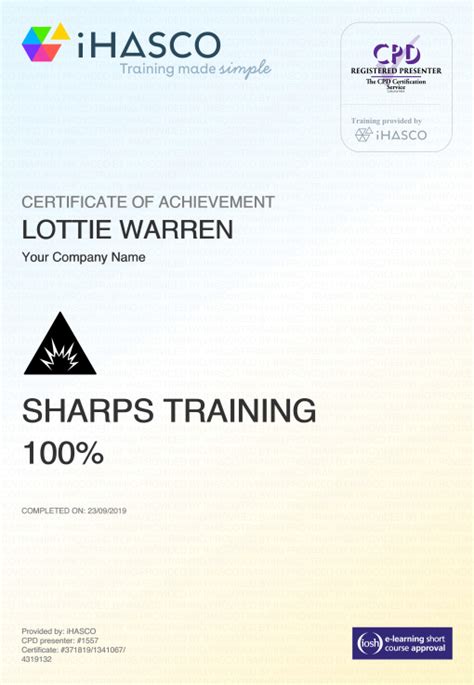 Sharps Training Ihasco