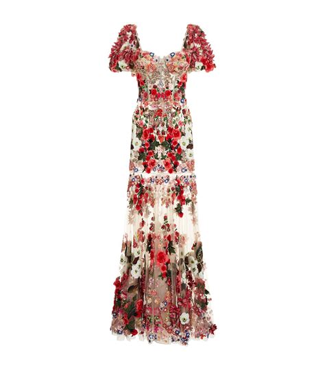 Dolce And Gabbana Embroidered Tulle Gown Floral Evening