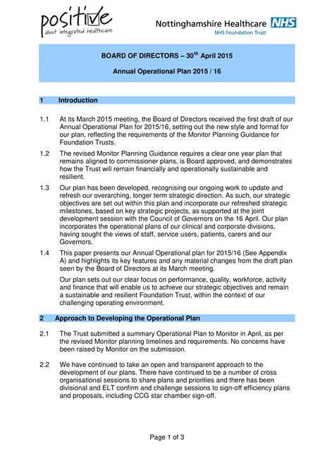 annual operating plan template