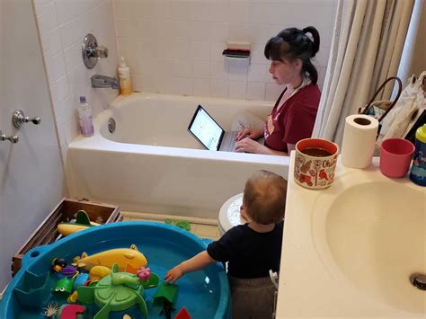 Photo Of Mom Working In The Bathtub Strikes A Chord With Working