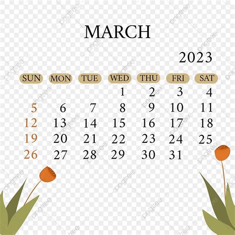 Kalender Bulan Maret 2023 Png Vector Psd And Clipart With