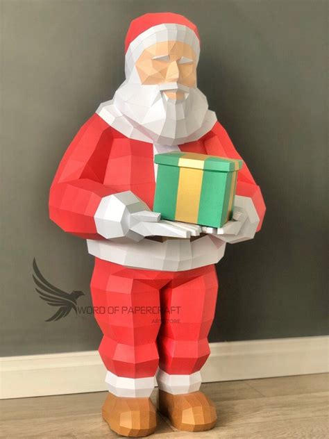 Papercraft Santa Claus Santa Claus Low Poly Santa Claus Pdf Template