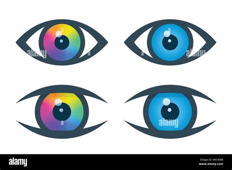Eye Symbols With Colorful Eyeball On White Background Vision Icon