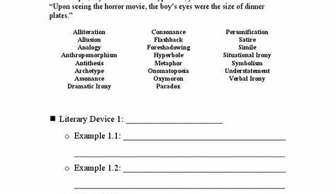 literary terms worksheet with answers