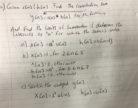 solved given x[n] h[n] find the convolution sum y[n]