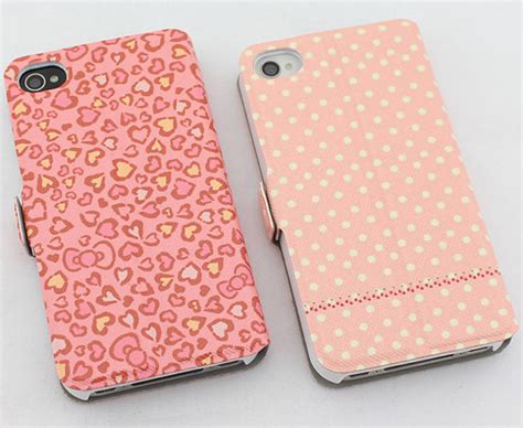 Dot Cute Iphone 4s Phone Case Unique Iphone 4 Flip Case Hearts