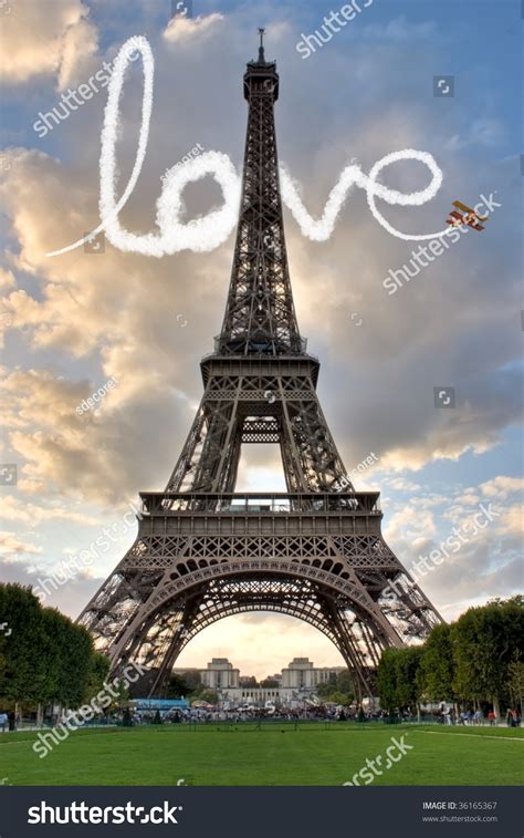 Love Paris Eiffel Tower France Concept Stock Illustration