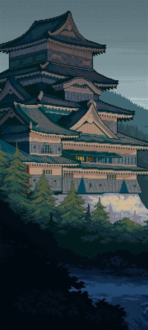 1080x2400 Japanese Castle Pixel Art 1080x2400 Resolution Wallpaper Hd