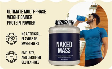 Naked Mass Natural Weight Gainer Protein Powder Lb Bulk GMO Free Gluten Free Soy Free