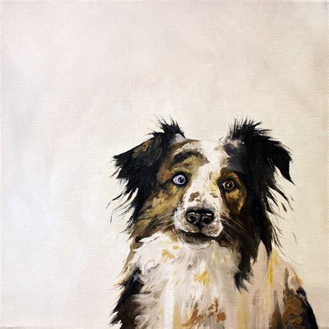 Australian Shepherd Dog Portrait Oil Painting Print Etsy