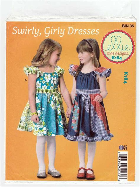 Girl S Twirly Swirly Dress Sewing Pattern Size 3 4 5 6 7 8 10 Uncut Ellie Mae Designs K184