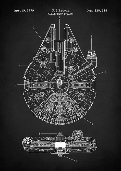 star wars millennium falcon patent digital art by zapista