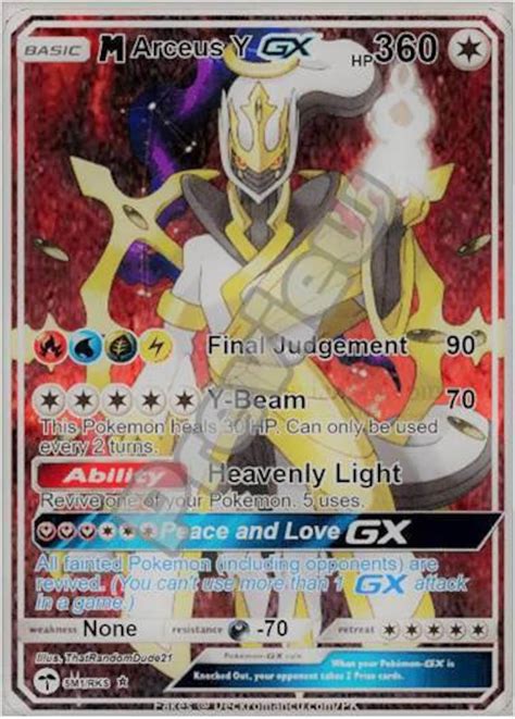 M Arceus Y Gx Pokemon Card Etsy