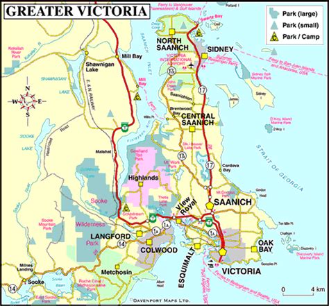 Map Of Greater Victoria Vancouver Island British Columbia Canada