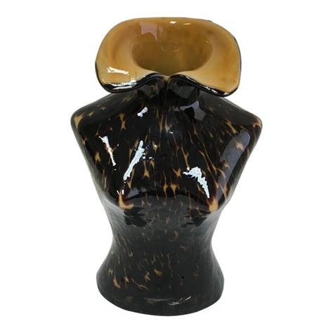 Art Glass Tortoiseshell Bust Vase Chairish