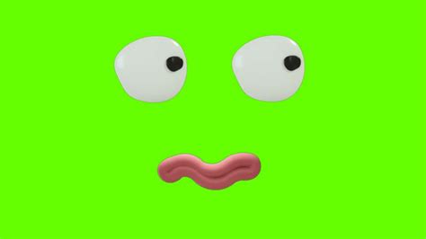 Video Of Funny Cartoon Face Reaction With Eyes And Mouth On Green