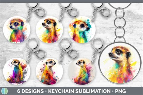 Rainbow Meerkat Keychain Sublimation Keyring Designs Bundl