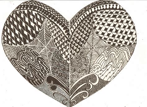 Zentangle Heart Zentangle Heart Shapes Art