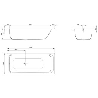 Sie ist aus stahl und hat füße. Bette Select Badewanne 170 x 75 x 42 cm 3412-000 - MEGABAD