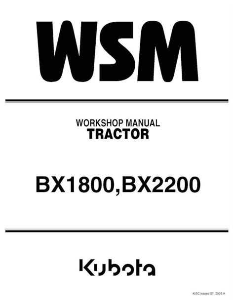 Kubota Bx1800 Bx2200 Tractor Pdf Workshop Manual