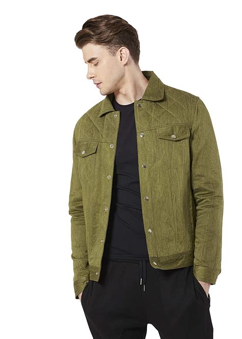 Buy Merlot Mens Full Sleeve Olive Green Denim Jacket For Men At
