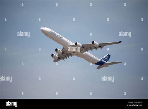 Airbus A340 600 Aircraft On Flying Display At Farnborough International