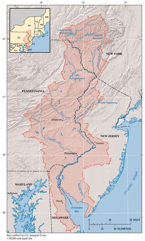 Map Of The Delaware River Basin Us Geological Survey