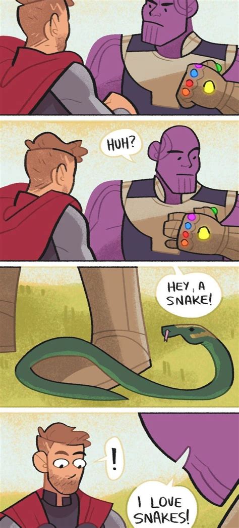 A Four Panel Comic Thor And Thanos Are About To Fight When Thanos