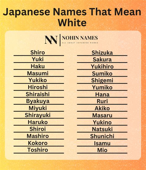 Japanese Names That Mean White Nihon Names