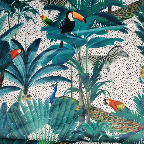 Digital Print Crafty Velvet Fabric - Royal Palm Natural