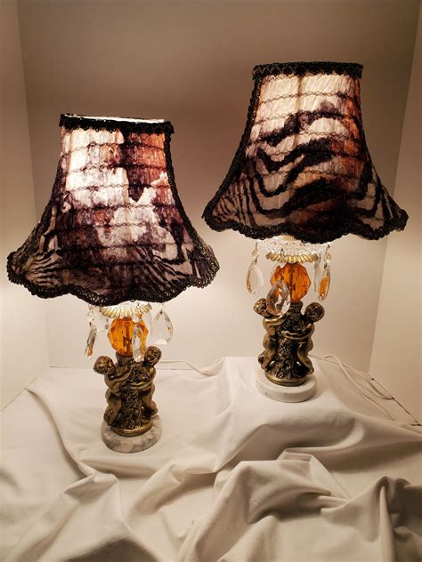 Pr Vintage Cherub And Prism Lamp Bases W Hand Sewn Victorian Etsy In