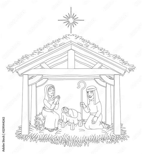 Baby Jesus In A Manger Drawing