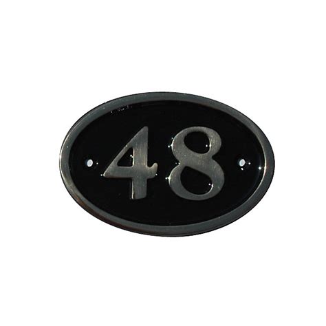 The House Nameplate Company Polished Black Brass Oval House Number 48