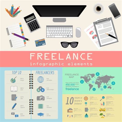 Freelance Infographic Template Set Elements Stock Vector
