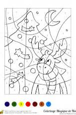 Coloriage magique niveau CM2 d’un sapin de Noël