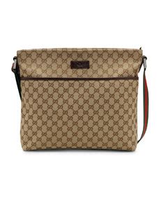 Gucci Original Gg Pocketed Canvas Messenger Bag With Signature Web