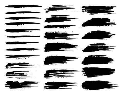 Set Of Brush Strokes Black Ink Grunge Brush Strokes Vector Illustration 555796 Vector Art At