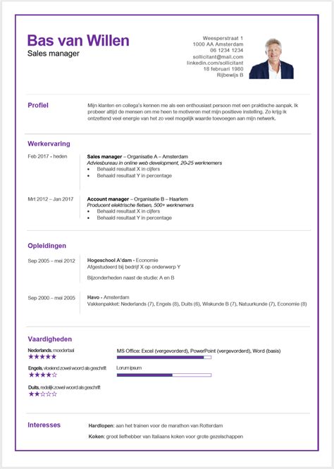 Cv Per Functie En Cv Per Beroep Gratis Voorbeelden