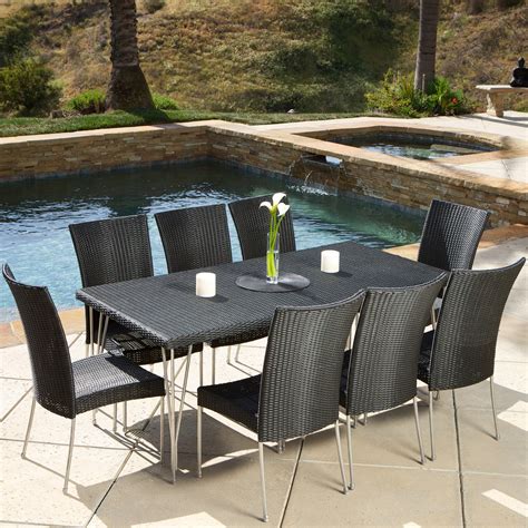 Part of the stylish and comfortable bayhurst collection, it makes the perfect addition to your patio area, balcony or poolside. ad: Tampa 9-piece Outdoor Black Wicker Dining Set #deals ...