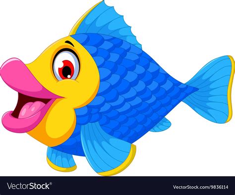 Cute Fish Cartoon Swimming Royalty Free Vector Image