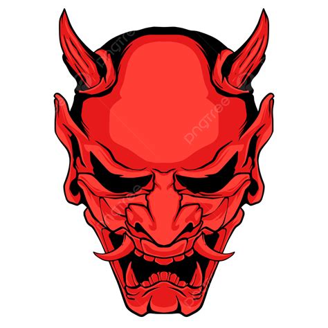 Oni Mask Vector Illustration Japan Style Oni Mask Skull Devil Png