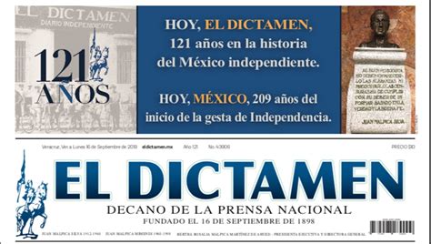 El Dictamen Decano De La Prensa Mexicana Celebra Su 123 Aniversario