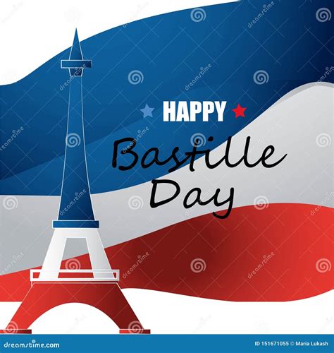 French National Day 14 July Happy Bastille Day Flat Banner In Colors